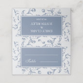 Blumendusty Blue Elegant Hochzeit geklappt Platzkarte (Außenseite Aufgefaltet)
