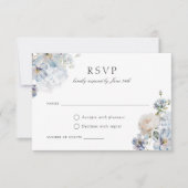 Blumendusty Blue Elegante Blush Rose Hochzeit RSVP Einladung (Vorderseite)