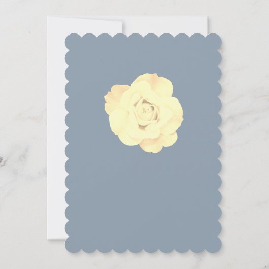 Blumendusty Blue Elfenbeincreme Rose Hochzeit Einladung (Rückseite)
