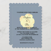 Blumendusty Blue Elfenbeincreme Rose Hochzeit Einladung (Vorne/Hinten)