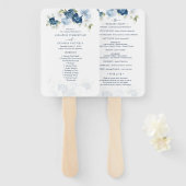 Blumendusty Blue Foliage Hochzeitsprogramm Fächer (Vorne und Hinten)