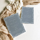 Blumendusty Blue Front & Back Wedding Einladung