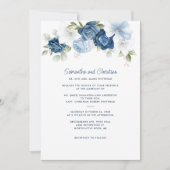 Blumendusty Blue Greenery Typografy Wedding Einladung (Vorderseite)