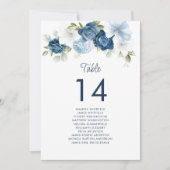 Blumendusty Blue Tischnummer 14 Hochzeitssitze (Vorderseite)