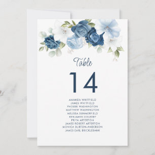 Blumendusty Blue Tischnummer 14 Hochzeitssitze