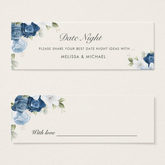 Blumendusty Blue Wedding Date Night Jar Card (Vorne & Hinten)
