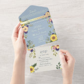 Blumendusty Blue Wedding in einer Einladung (Abreißen)