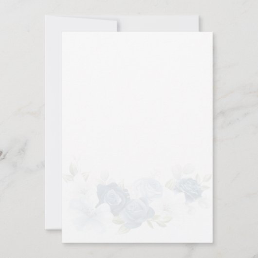 Blumendusty Blue Wedding Probe Dinner Einladung (Rückseite)