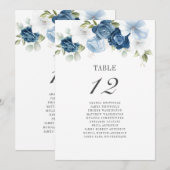 Blumendusty Blue Wedding Tischnummer 12 Sitzplätze (Vorne/Hinten)