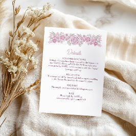 Blumendusty Rose Blush Burgundy Hochzeitdetails Begleitkarte