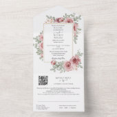 Blumendusty Rose Gold Geometric QR Code Wedding All In One Einladung (Innen Boden)