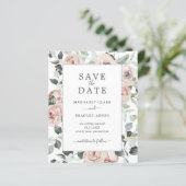 Blumendusty Rose Hochzeit speichern das Datum (Stehend Vorderseite)