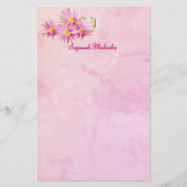 Blumenecke Abstrakt rosa Hintergrund Briefpapier (Vorderseite)