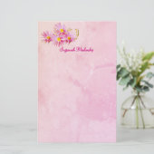 Blumenecke Abstrakt rosa Hintergrund Briefpapier (Stehend Vorderseite)