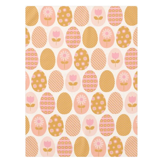 Blumeneier Muster in Boho Pink Gelb Gold Tischdecke (Vorderseite)