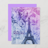 Blumeneiffel-Turm Paris-Geburtstags-Party Einladung (Vorne/Hinten)