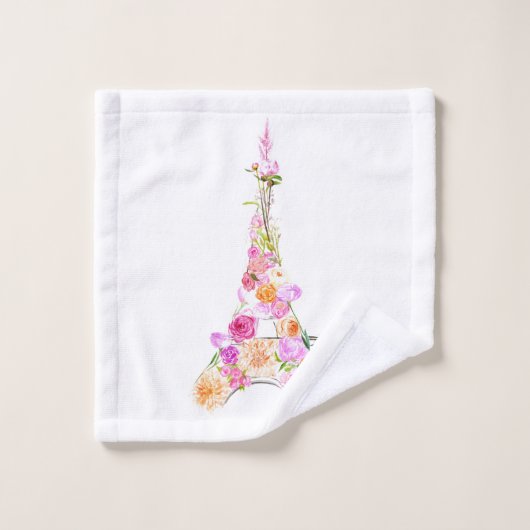 BlumenEiffelturm Badhandtuch Set (Waschlappen)