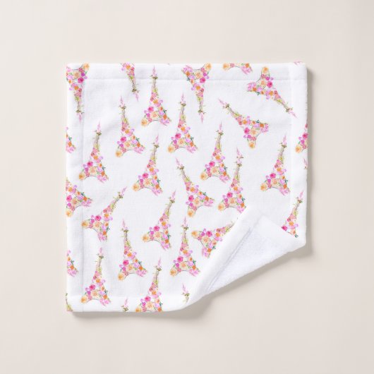 BlumenEiffelturm Badhandtuch Set (Waschlappen)