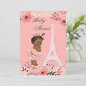 Blumeneiffelturm Ethnic Princess in Tutu Dusche Einladung (Stehend Vorderseite)