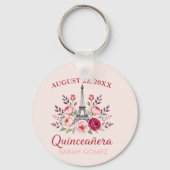 Blumeneiffturm Quinceanera Schlüsselanhänger (Vorderseite)