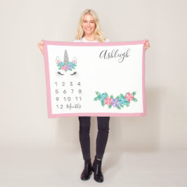 BlumenEinhorn-Baby-Monatsmeilenstein Fleecedecke