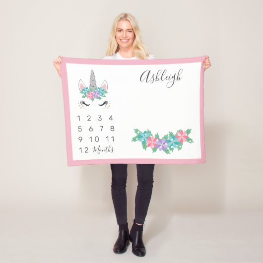 BlumenEinhorn-Baby-Monatsmeilenstein Fleecedecke (Beispiel)