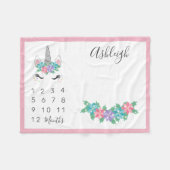 BlumenEinhorn-Baby-Monatsmeilenstein Fleecedecke (Vorderseite (Horizontal))