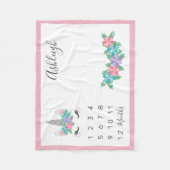 BlumenEinhorn-Baby-Monatsmeilenstein Fleecedecke (Vorderseite)