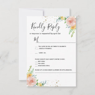 Blumeneinladung Hochzeit RSVP-Karte Gold-Dämmerung RSVP Karte