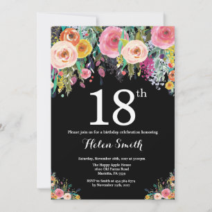 Blumeneinladung zum 18. Geburtstag Einladung