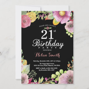 Blumeneinladung zum 21. Geburtstag für Frauen Einladung