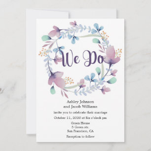 Blumeneinladung zur Hochzeit. Blaue und violette E Einladung
