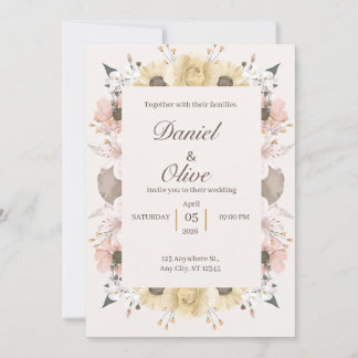Blumeneinladung zur Hochzeit Elegantes Design Einladung