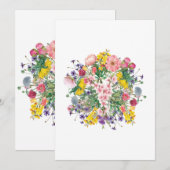 Blumeneinladungskarte, buntes botanisches Design Einladung (Vorne/Hinten)