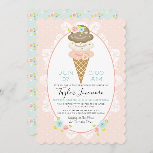 Blumeneis Themed Brautparty Einladung (Vorne/Hinten)