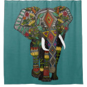 Blumenelefant aquamarin duschvorhang (Vorderseite)