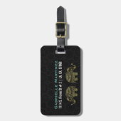 BlumenElefant aus Gold und Grün Glitzer Gepäckanhänger (Vorderseite vertikal)