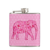 Blumenelefant - Fuchsienrosa Flachmann (Vorderseite)