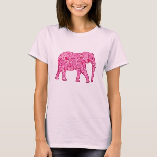 Blumenelefant - Fuchsienrosa T-Shirt (Vorderseite)