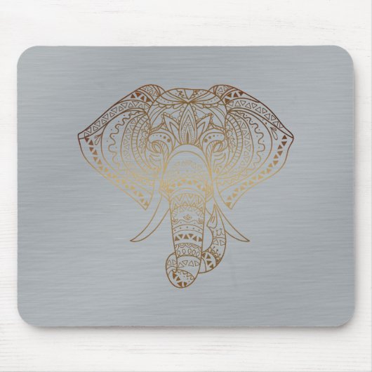 BlumenElefant Gold Silver Tribal Office Geschenk Mousepad (Vorne)