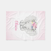 Blumenelefant-personalisiertes Mädchen Fleecedecke (Vorderseite (Horizontal))