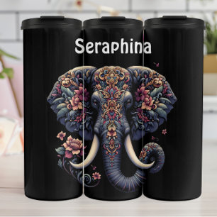 BlumenElefantenportrait: Seraphinas Schönheit Thermosbecher