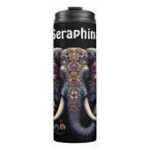 BlumenElefantenportrait: Seraphinas Schönheit Thermosbecher (Vorderseite)