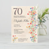 Blumenelegant 70. Geburtstag laden Wildblumen ein Einladung (Stehend Vorderseite)