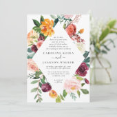 Blumenelegant Herbsthochzeit Einladung (Stehend Vorderseite)