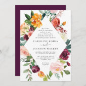 Blumenelegant Herbsthochzeit Einladung (Vorne/Hinten)
