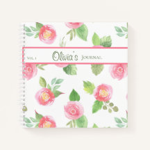 Blumenelegant Ihr Name Skript rosa Roses Journal