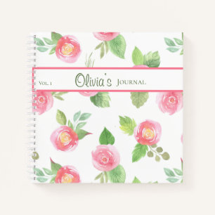 Blumenelegant Ihr Name Skript rosa Roses Journal Notizblock