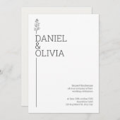 Blumenelegant: Minimalistische Hochzeit in Weiß un Einladung (Vorne/Hinten)
