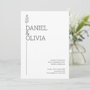 Blumenelegant: Minimalistische Hochzeit in Weiß un Einladung